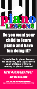 Sample Piano Lesson Door Hanger Flyer