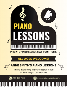 Example of flyer for piano lessons