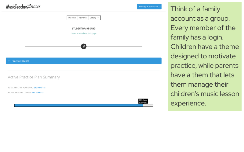 Music Student Family Accounts and Child Accounts