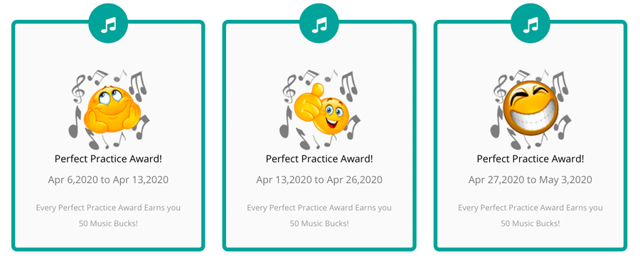 Perfect practice awards for music practice