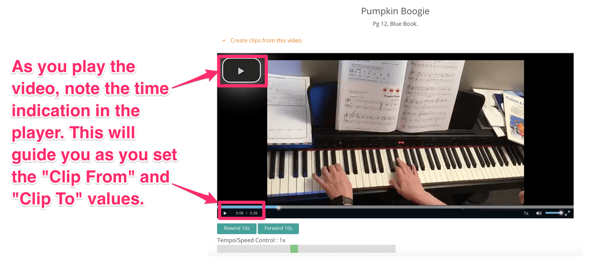 Clip videos to make music practice easier