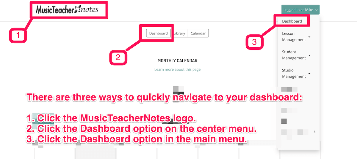 How to get to dashboard