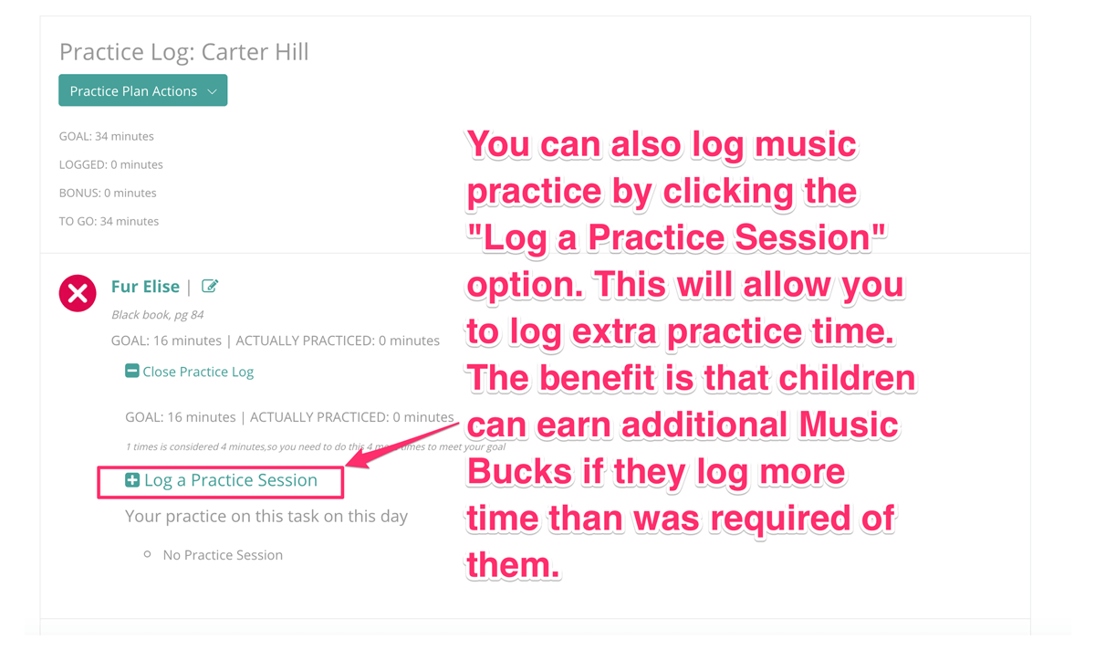 Logging music practice