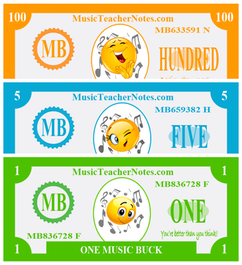 Music Bucks to motivate kids to practice