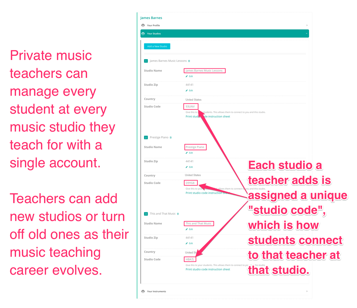 Teaching for multiple studios