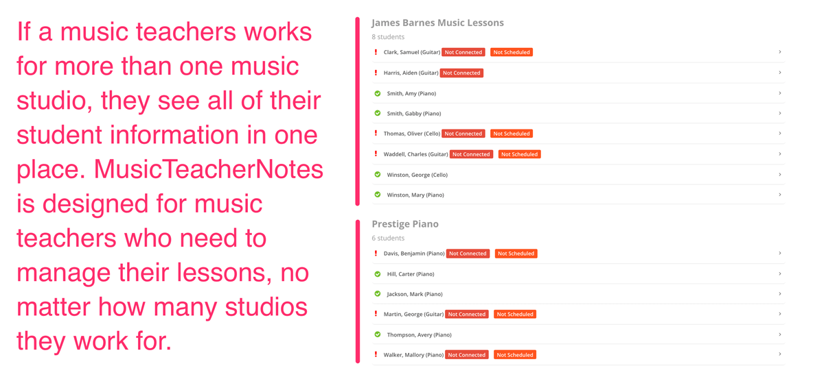 Having music students in on teacher account
