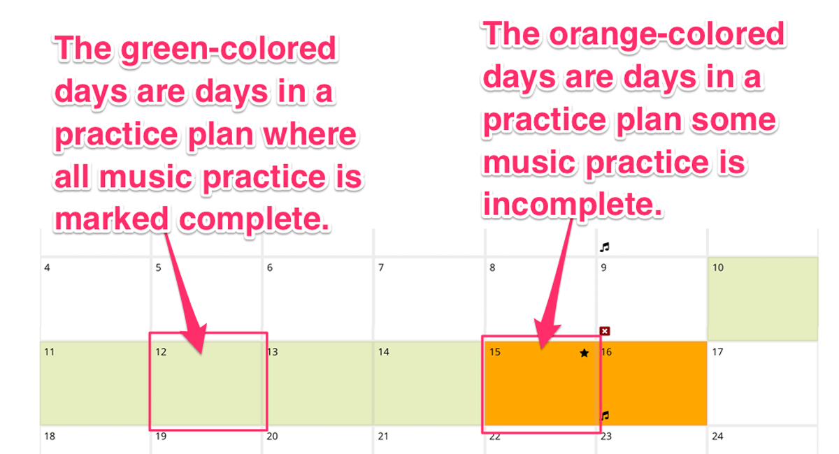 Complete or incomplete goals in music practice plan