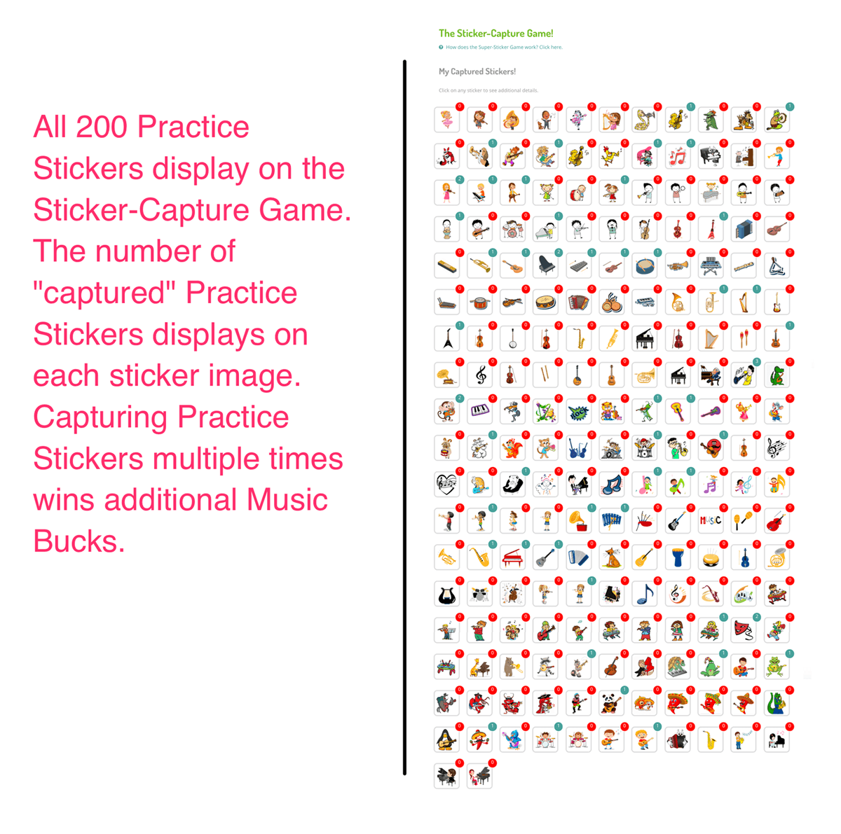 Sticker Capture Game for music practice