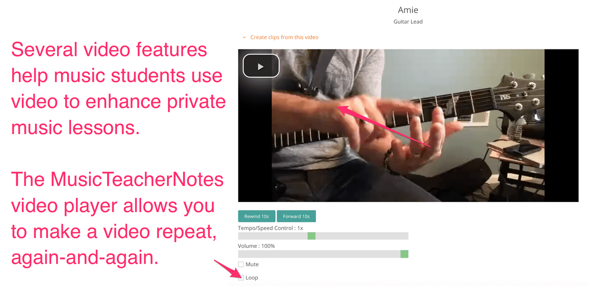 Making videos loop for music lessons